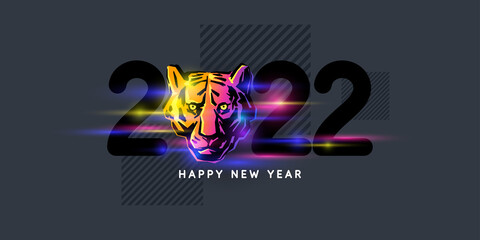 Background with the inscription Happy New Year 2022. Vector illustration in flat flat style.