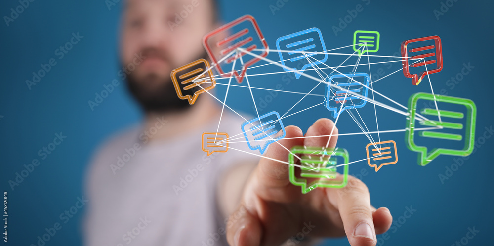 Aufkleber express envelope and parcel abstract technology background. business quantum internet network commun
