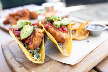 Fried Fish Tacos with Avocado