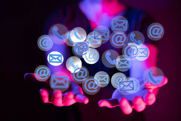 express envelope and parcel abstract technology background. Business quantum internet network...