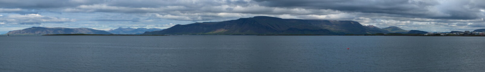 Mountain panoramic view from the harbour in Reykjavik, Iceland, Europe
