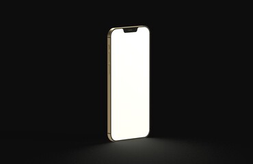 Realistic isometric black frameless smartphone mockup perspective 3d black