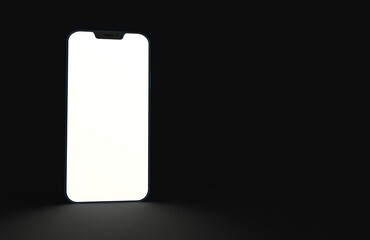 Realistic isometric black frameless smartphone mockup perspective 3d black