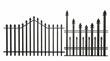old iron fence on a white background 3-rendering