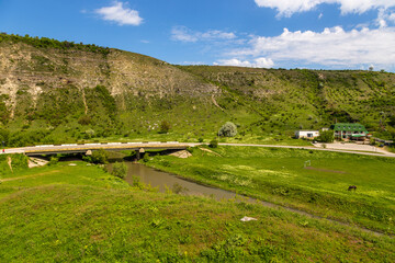 A view of the Reut river valley in Trebujeni, Republic of Moldova.