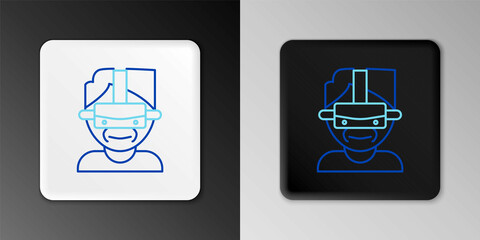 Line Virtual reality glasses icon isolated on grey background. Stereoscopic 3d vr mask. Colorful outline concept. Vector
