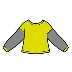 Basic long-sleeved sport T-shirt color variation for coloring page on a white background