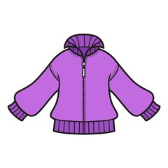 Purple zipped warm jacket color variation for coloring page on a white background