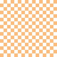 White and orange checkerboard pattern background. Check pattern designs for decorating wallpaper. Vector background.