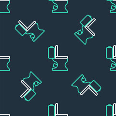 Obraz premium Line Toilet bowl icon isolated seamless pattern on black background. Vector