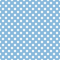 White and Blue Polka Dot seamless pattern. Vector background.