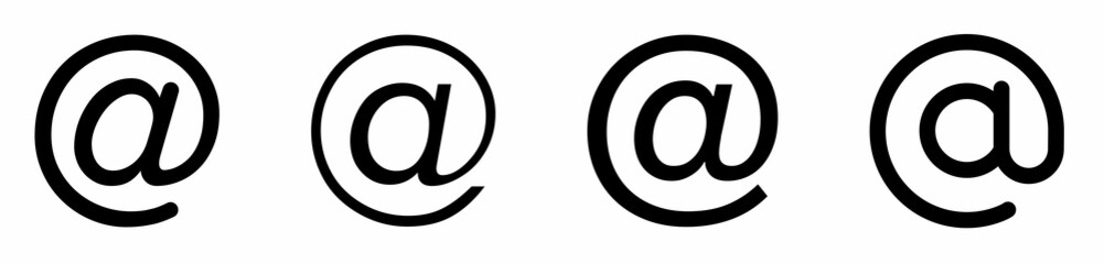 @ button sign. Containing at, address sign, arobase, arroba and email address icon. At sign icon vector set. Arobase. Vector illustration.