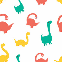 Vector cartoon children's cute pattern with dinosaurs.