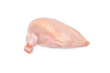 Fresh chicken meat. Fresh chicken fillet with a wing on a white background Raw chicken meat on a...