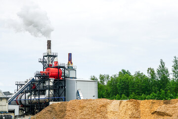 modern wood pellet production plant in operation