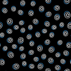 Line Herbal ecstasy tablets icon isolated seamless pattern on black background. Vector