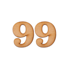 Number 99 in wood, isolated on white background