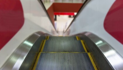 Classic escalator in metro station background