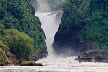 Murchison fall created by the Nile river, Murchison National park, Uganda 
