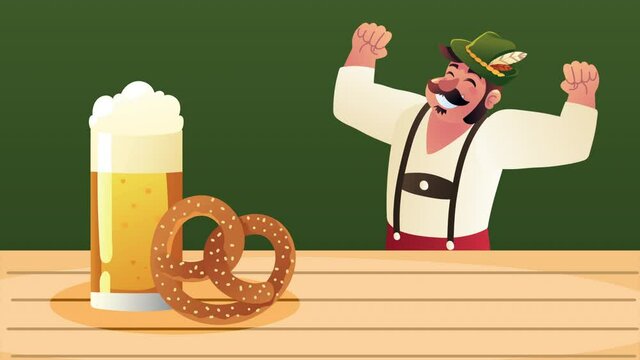 oktoberfest celebration german man with beer and pretzel