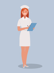 A doctor with a notebook, an illustration. Vector illustration.