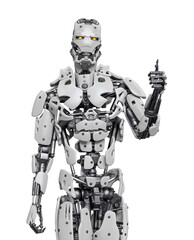 Fototapeta premium cyborg is positive with the thumbs up