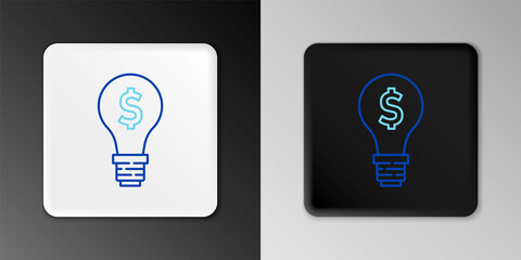 Line Light bulb with dollar symbol icon isolated on grey background. Money making ideas. Fintech innovation concept. Colorful outline concept. Vector