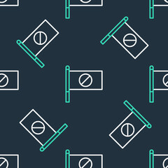 Line Protest icon isolated seamless pattern on black background. Meeting, protester, picket, speech, banner, protest placard, petition, leader, leaflet. Vector