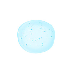 Clear transparent round blue liquid gel drop or smear isolated on white background. Top view. Virus protection or cosmetics concept. Serum texture