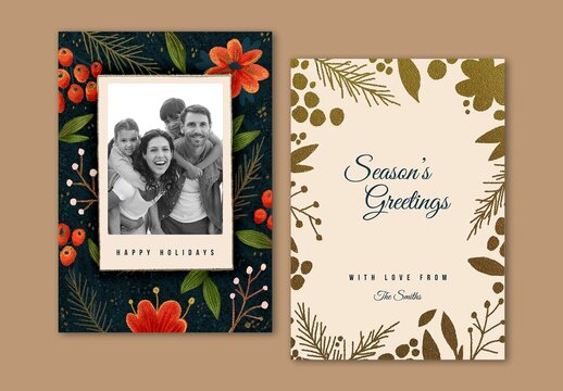 Holiday Floral Photo Card Set