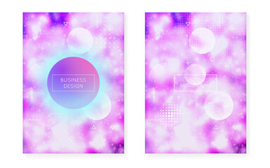 Modern Fluid. Hipster Design. Space Banner. Vibrant Flyer. Retro Multicolor Template. Neon Background. Violet Magic Shape. Trendy Dots. Purple Modern Fluid