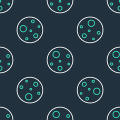 Line Planet Mars icon isolated seamless pattern on black background. Vector