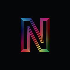 Vector Alphabet. rainbow letter N logo. abstract colorful alphabet . Font style - vector illustration 