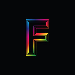 Vector Alphabet. rainbow letter F logo. abstract colorful alphabet . Font style - vector illustration 