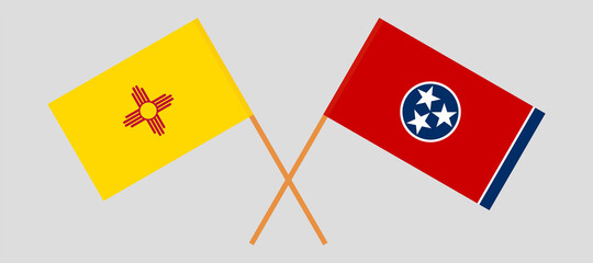 Crossed flags of the State of New Mexico and State of Tennessee. Official colors. Correct proportion