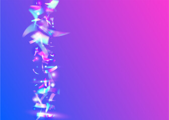 Fototapeta premium Cristal Glare. Holiday Foil. Transparent Texture. Blue Disco Background. Party Burst. Laser Christmas Gradient. Luxury Art. Rainbow Sparkles. Purple Cristal Glare