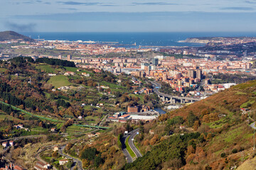Fototapeta na wymiar Views from Kobetamendi, Bilbao, capital of Biscay, Basque Country, Spain,