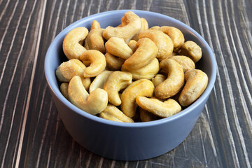 Cashew nut, brazil nut. Selective focus.