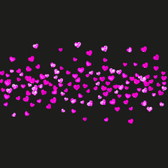 Grunge heart background for Valentines day with pink glitter. February 14th day. Vector confetti for grunge heart background. Hand drawn texture. Love theme for gift coupons, vouchers, ads, events.