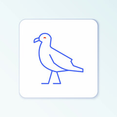 Line Bird seagull icon isolated on white background. Colorful outline concept. Vector