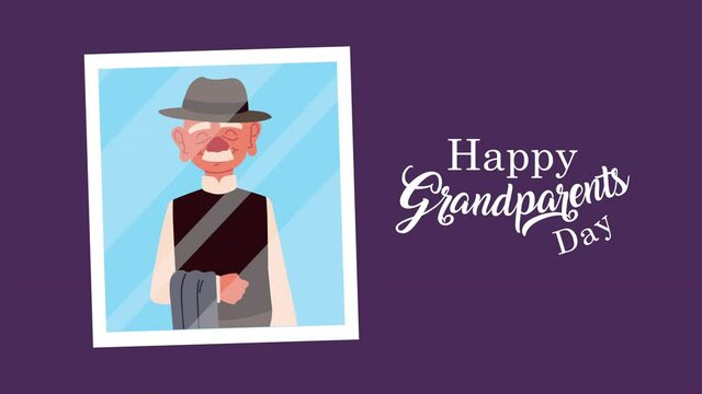 happy grandparents day lettering with grandpa picture