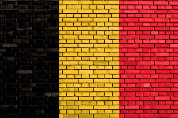 flag of Belgium painted on brick wall