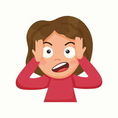 The woman tries to hide. Vector illustration in flat style