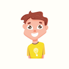 Cute smiling guy in a T-shirt. Vector illustration in flat style