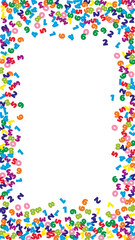 Falling colorful numbers. Math study concept with flying digits. Brilliant back to school mathematics banner on white background. Falling numbers vector illustration.
