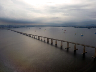 Naklejka premium Aerial view of Ponte Rio-Niteroi bridge (Ponte Presidente Costa e Silva)