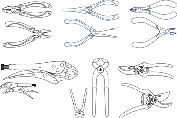 Work tool value pack -  key line - collection of various hand tools - designed for easy editing, minimal anchor points and intuitive grouping.