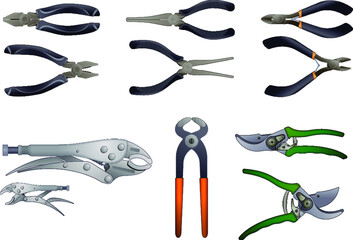 Work tool value pack -  shaded - collection of various hand tools - designed for easy editing, minimal anchor points and intuitive grouping.