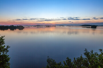 Calm waters off the Florida gulf coast just after sunset