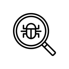 debug icon vector design, stroke line icon